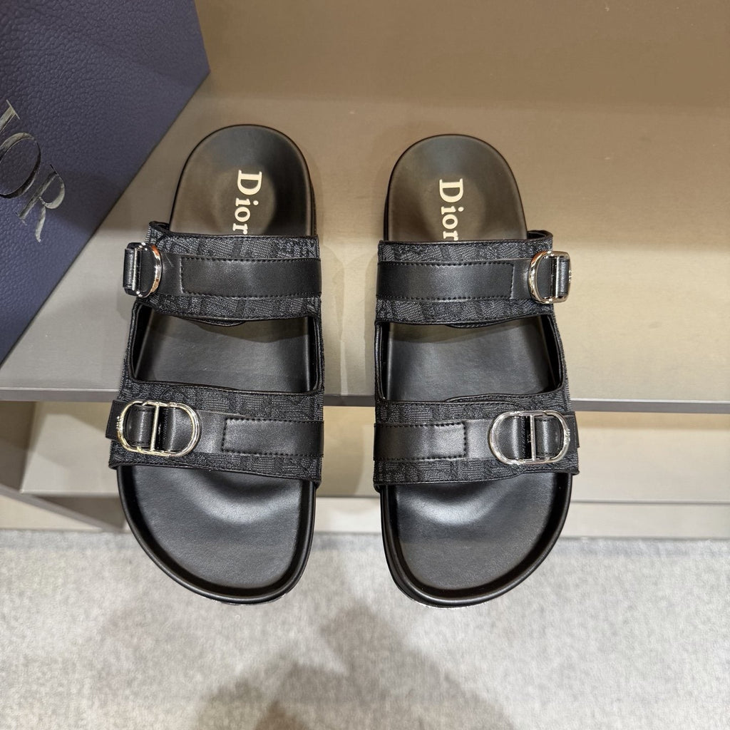 Dior Patterned Double-Strap Slide Sandals — hero