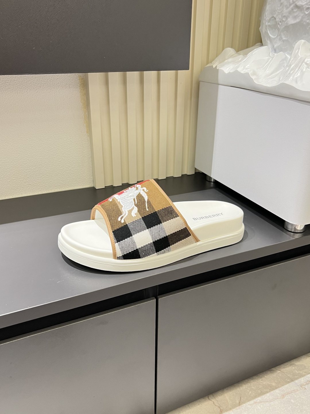 Burberry Plaid Slide Sandals — front