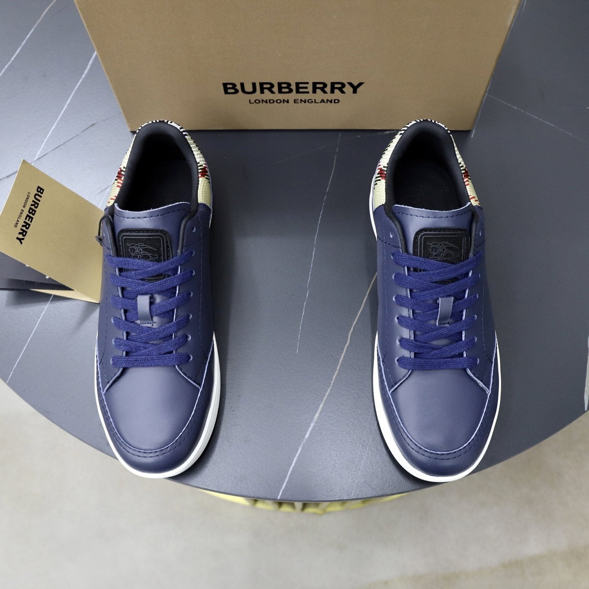 Burberry Check-Heel Low-Top Sneakers — front
