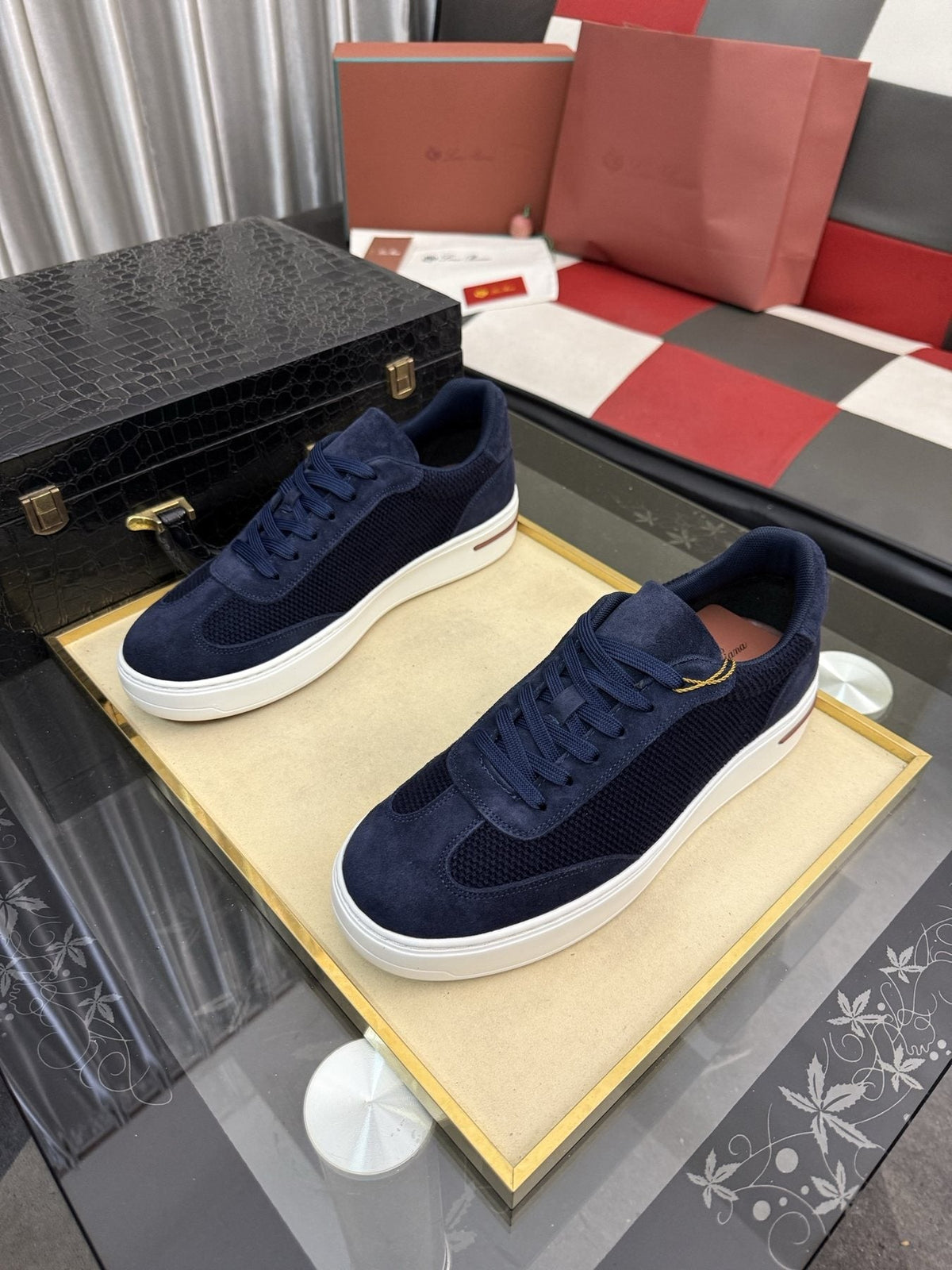 Textured Low-Top Sneakers — front