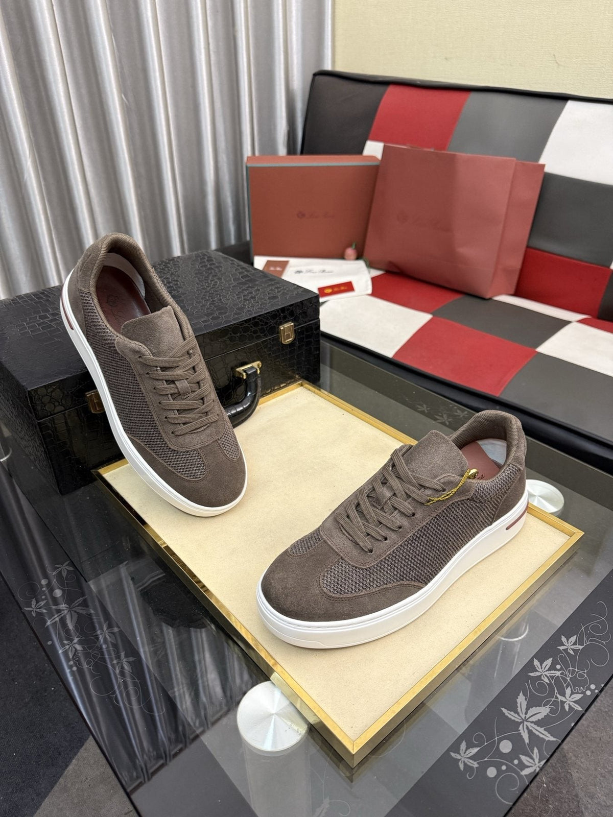 Textured Low-Top Sneakers — front