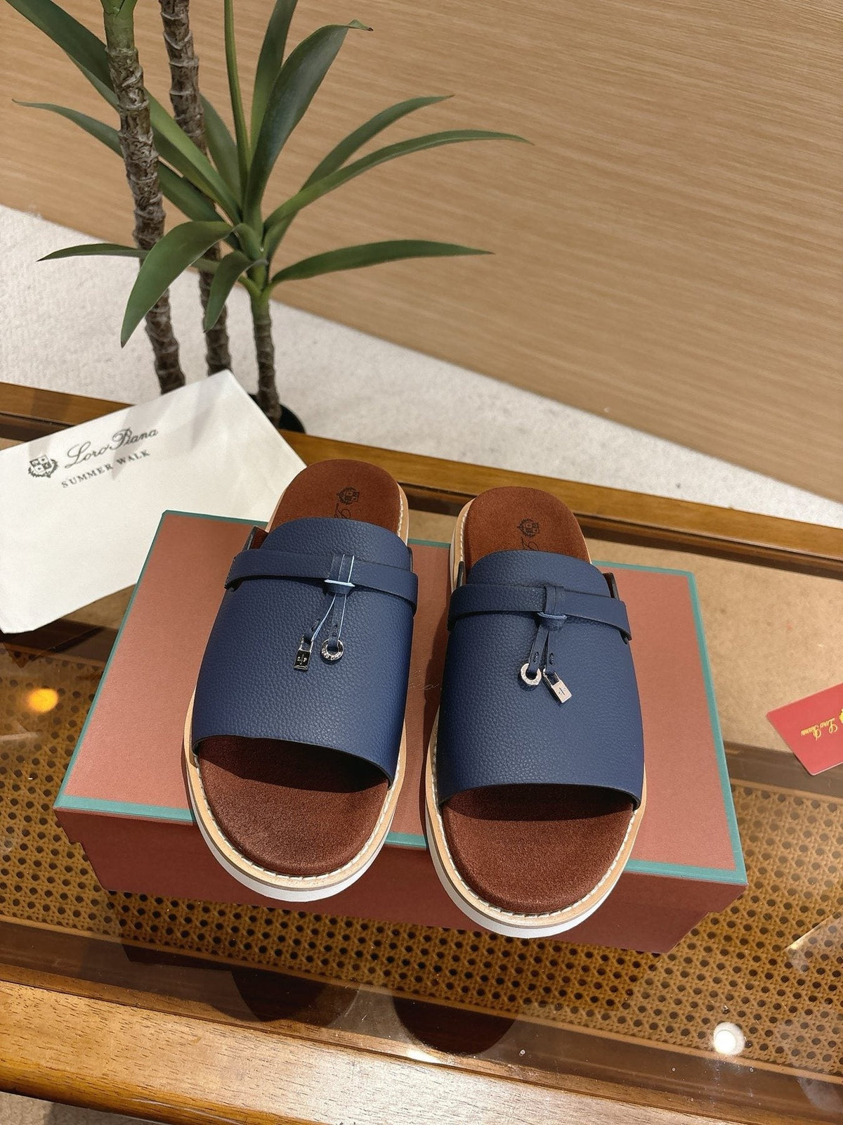 Loro Piana Textured Leather Mule Sandals — front