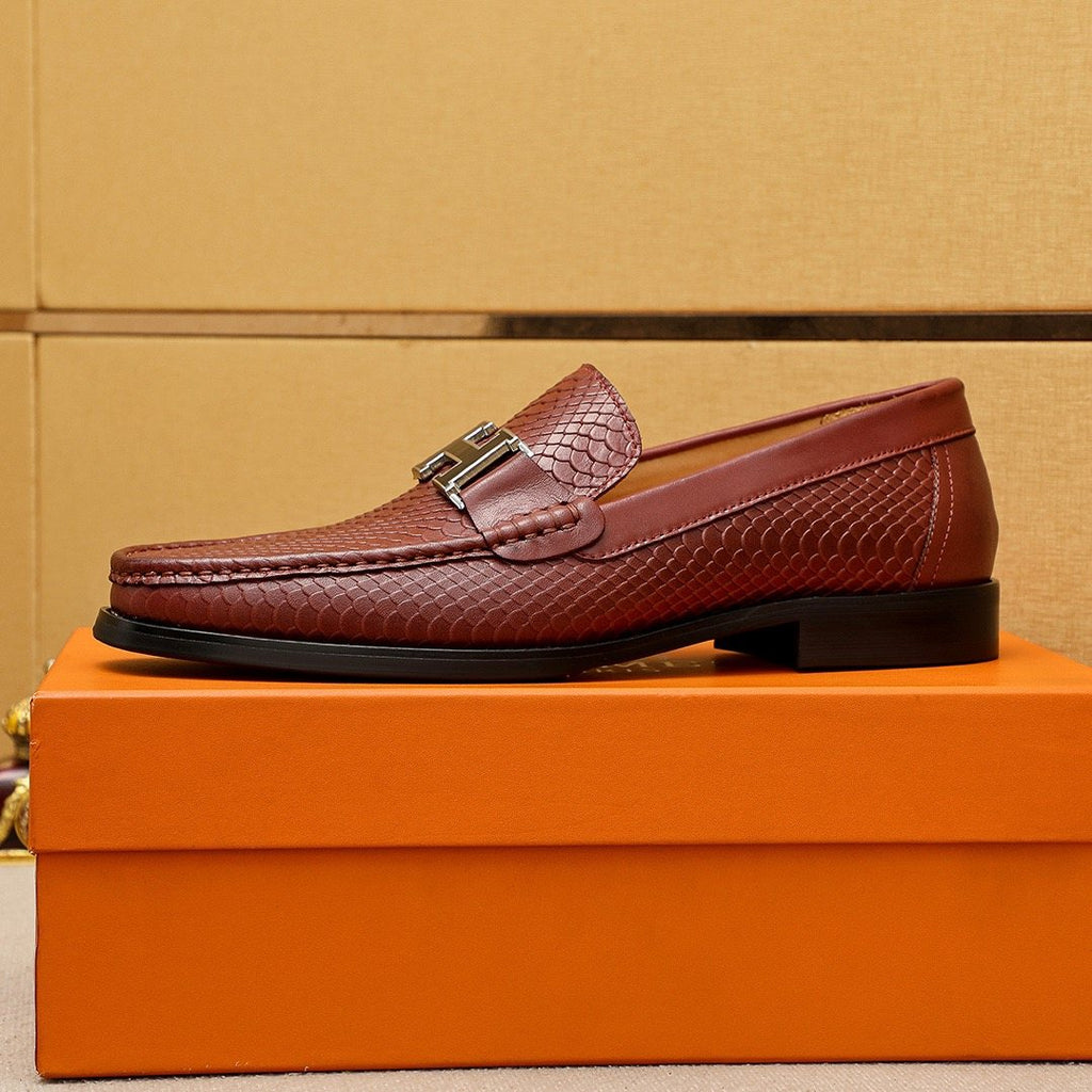 Hermès Textured Hardware Loafers — detail