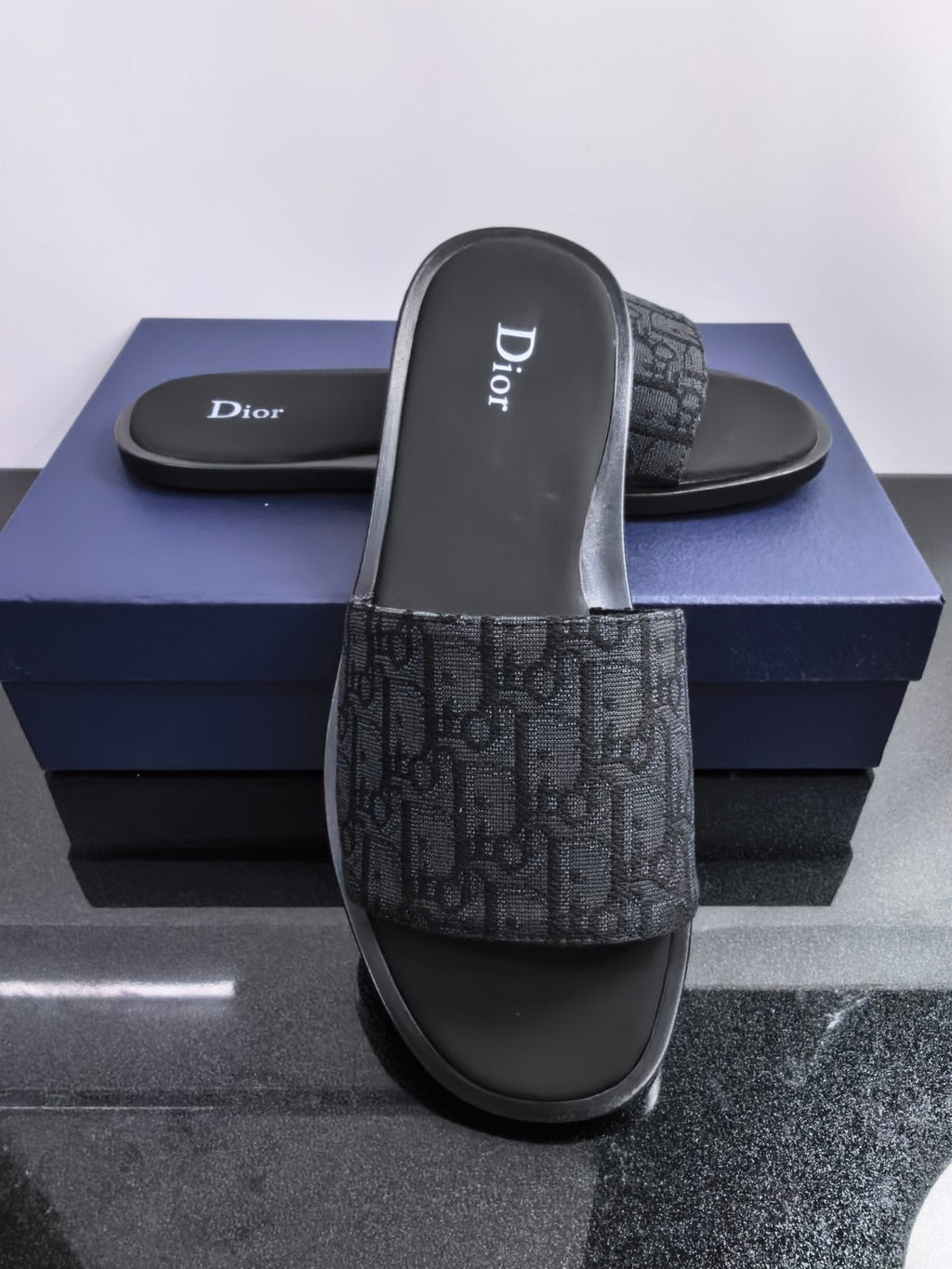 Dior Monogram Slide Sandals — front