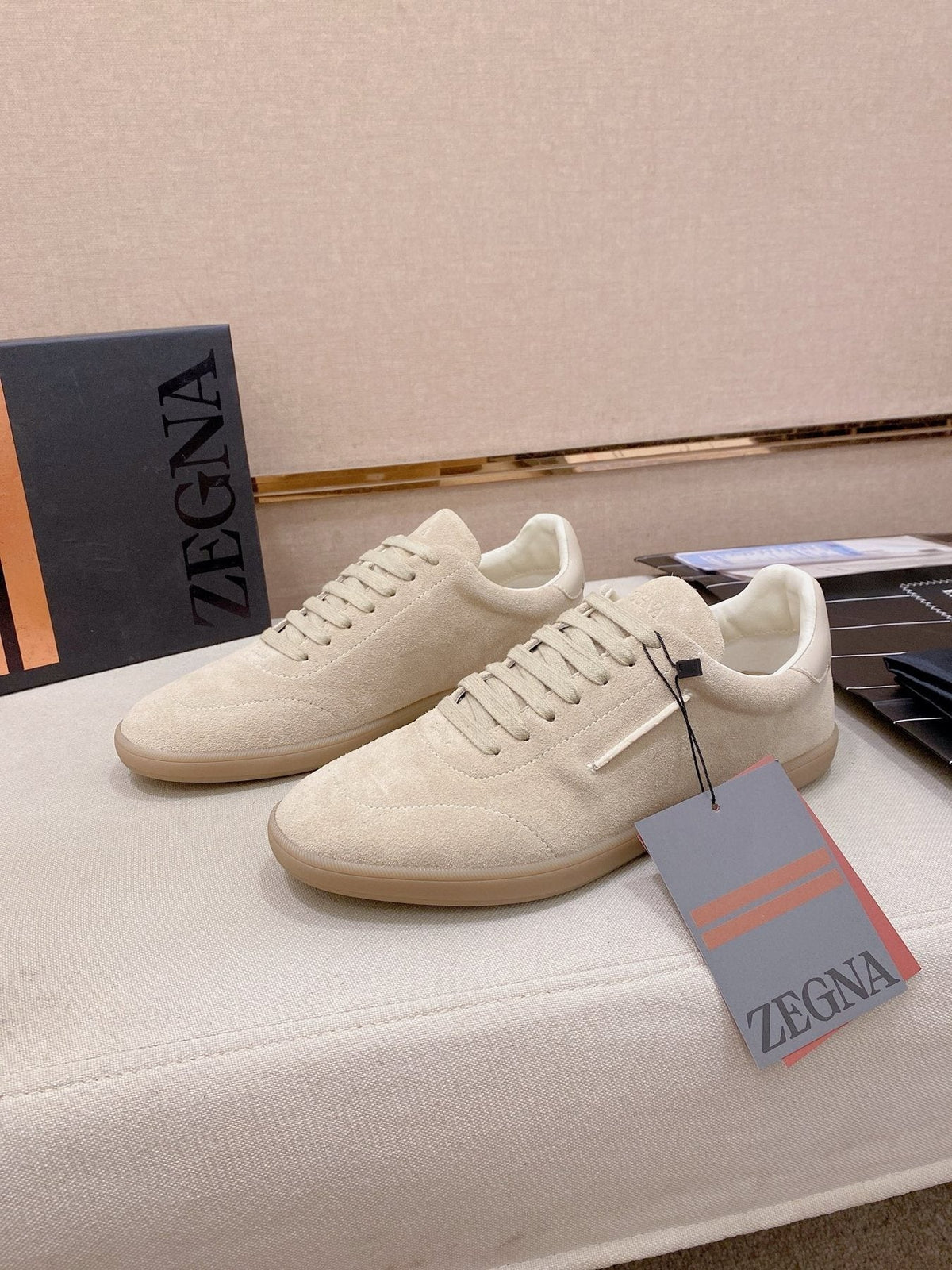 ZEGNA Gray Low-Top Sneakers — front
