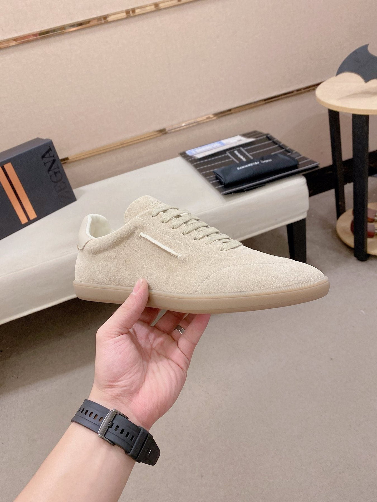 ZEGNA Gray Low-Top Sneakers — side