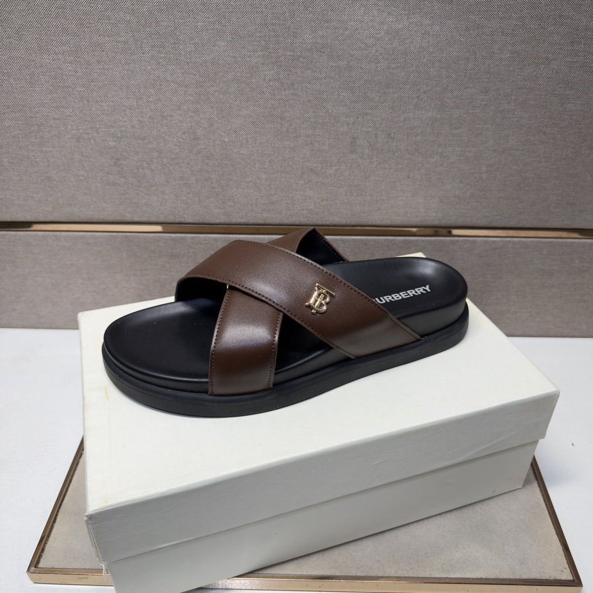 Burberry Cross-Strap Slide Sandals — front