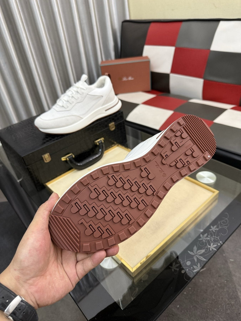 Textured Lace-Up Low-Top Sneakers — detail