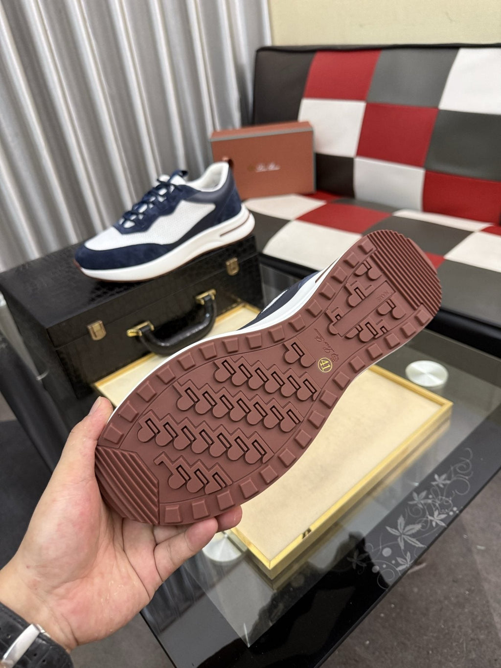 Textured Lace-Up Low-Top Sneakers — detail