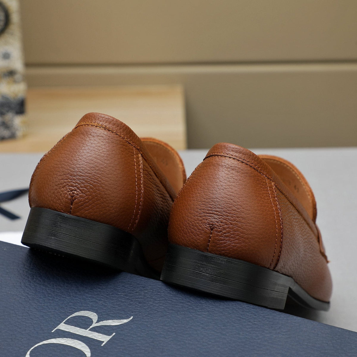 Dior Pebbled Leather Hardware Loafers — back