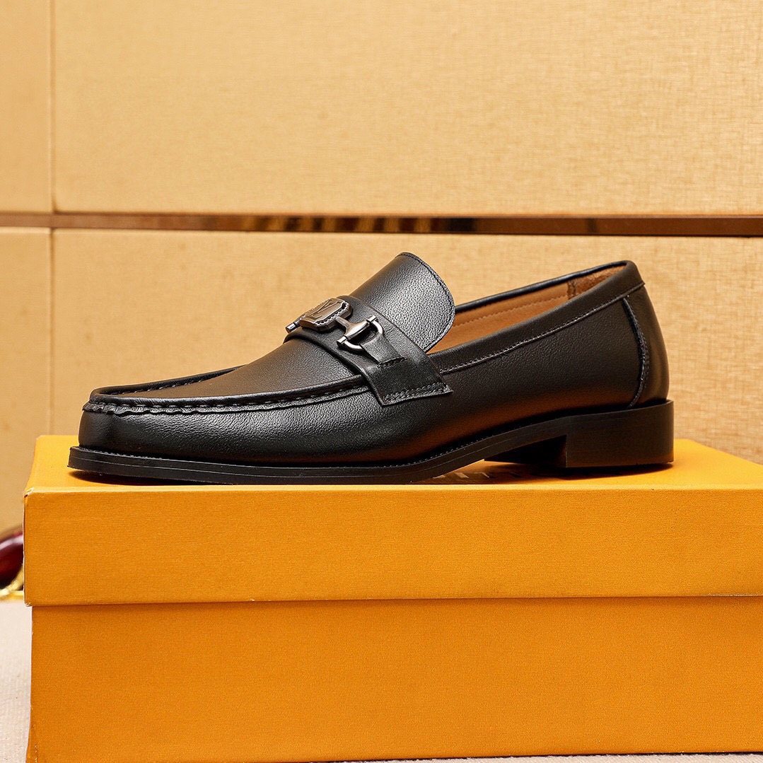 Louis Vuitton Black Metal-Accent Loafers — side