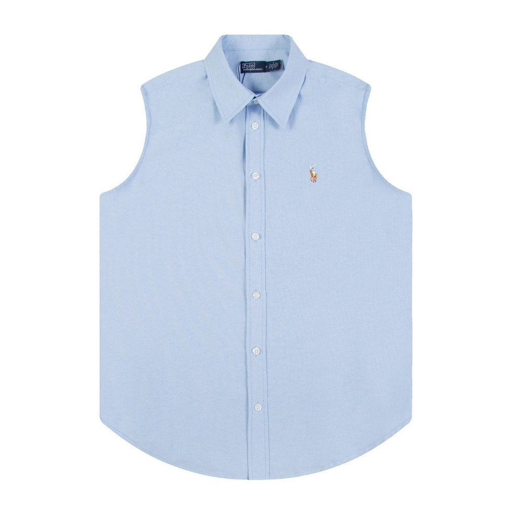 Test2-Ralph Lauren Sleeveless Oxford Button-Front Shirt — front