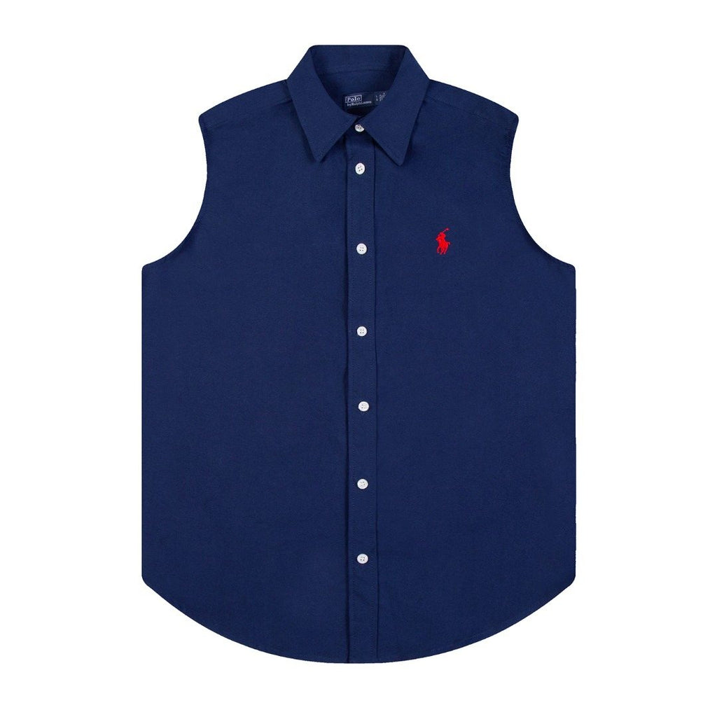 Test2-Ralph Lauren Sleeveless Oxford Button-Front Shirt — front
