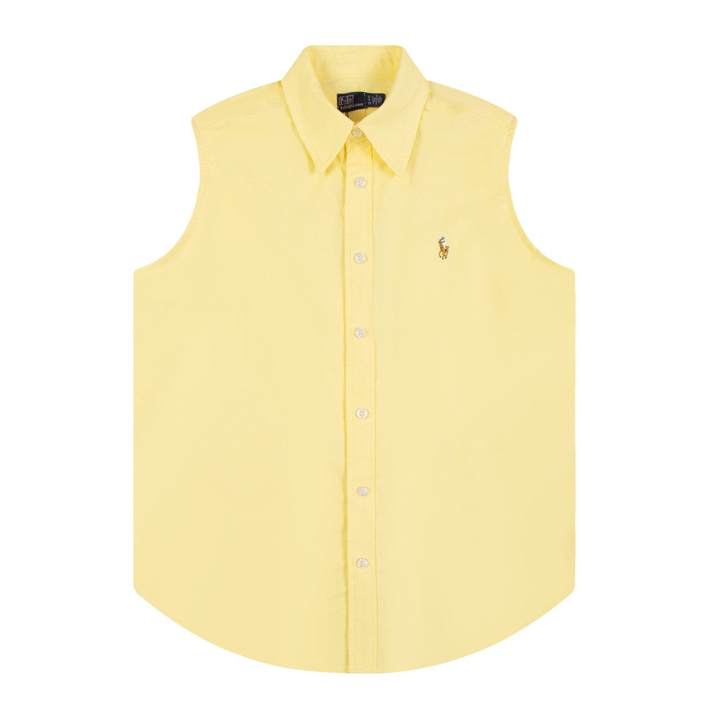 Test2-Ralph Lauren Sleeveless Oxford Button-Front Shirt — front