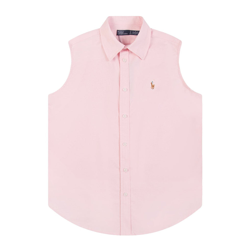 Test2-Ralph Lauren Sleeveless Oxford Button-Front Shirt — front