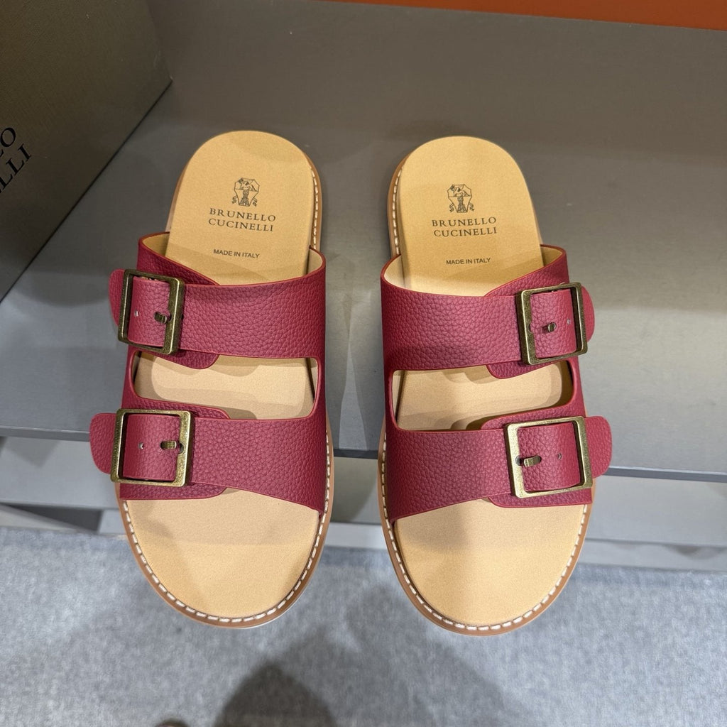 Brunello Cucinelli Double-Buckle Slide Sandals — hero