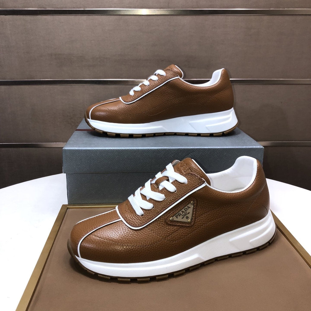 Prada Triangle Plaque Low-Top Sneakers — side
