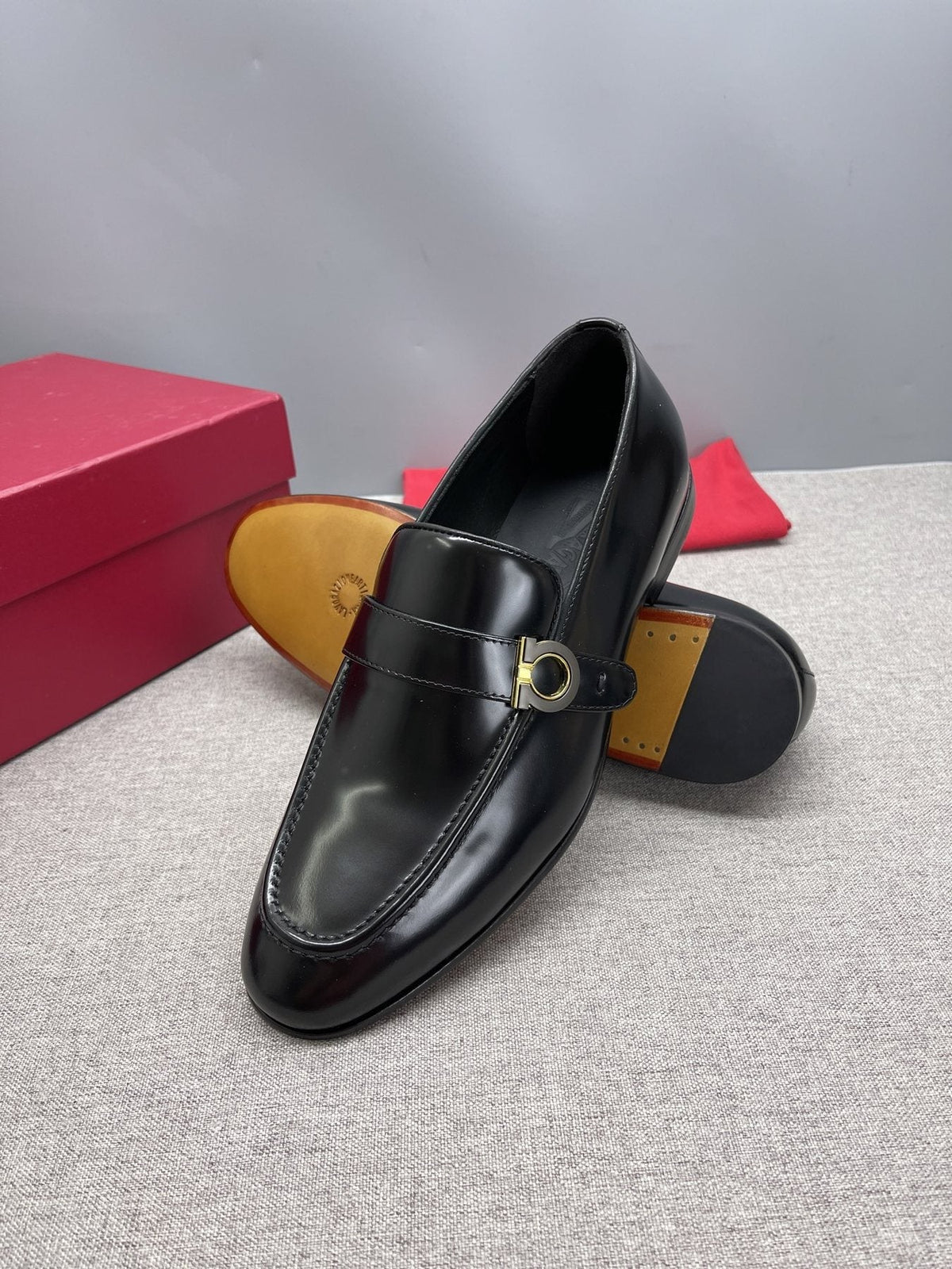 Ferragamo Black Gancini Hardware Loafers — side