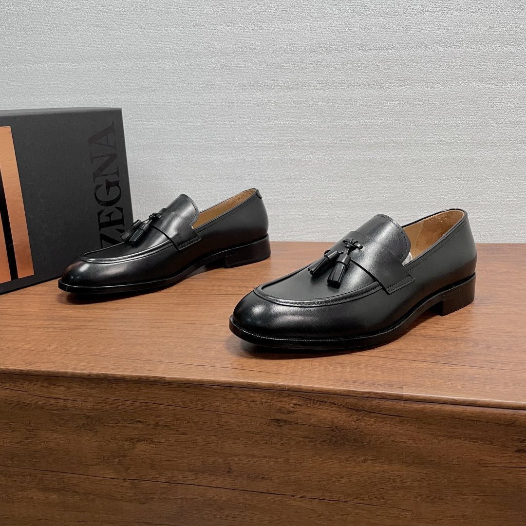 Zegna Tassel Strap Loafers — front