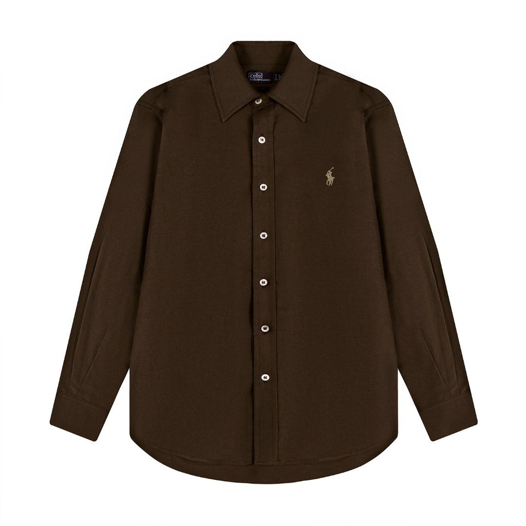 Test2-Ralph Lauren Embroidered Cotton-Blend Slub Linen Long-Sleeve Shirt — front