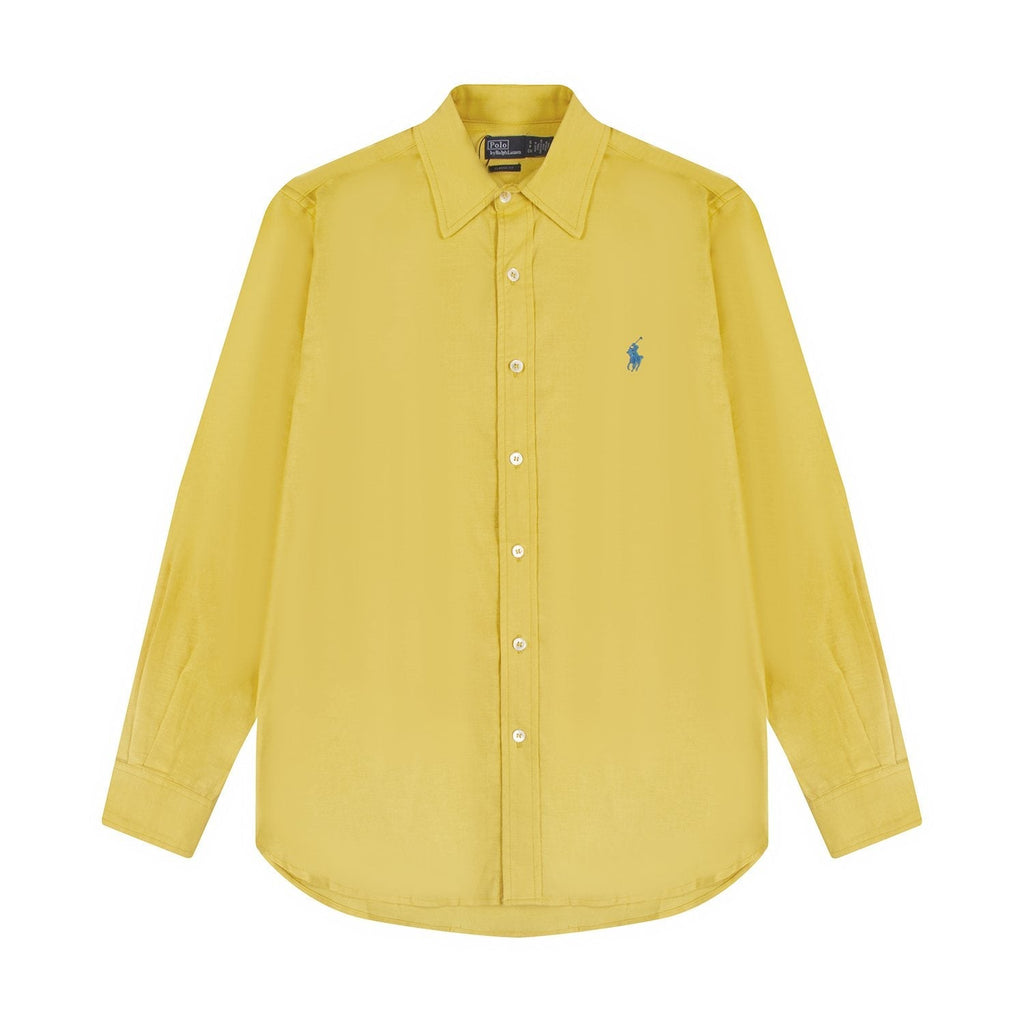 Test2-Ralph Lauren Embroidered Cotton-Blend Slub Linen Long-Sleeve Shirt — front