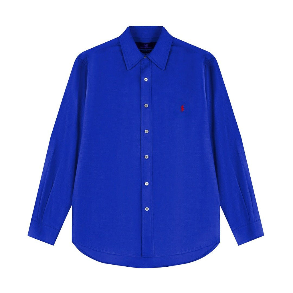 Test2-Ralph Lauren Embroidered Cotton-Blend Slub Linen Long-Sleeve Shirt — front