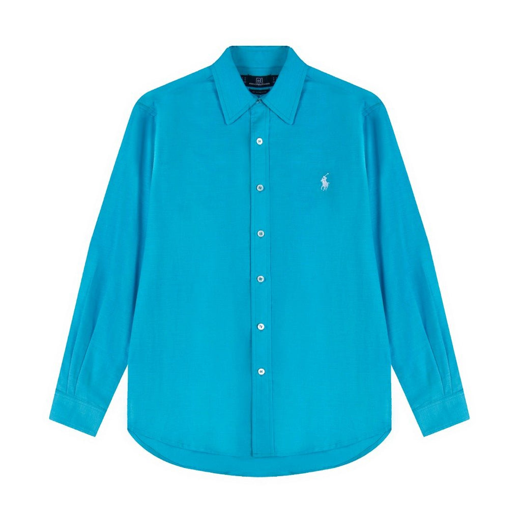 Test2-Ralph Lauren Embroidered Cotton-Blend Slub Linen Long-Sleeve Shirt — front