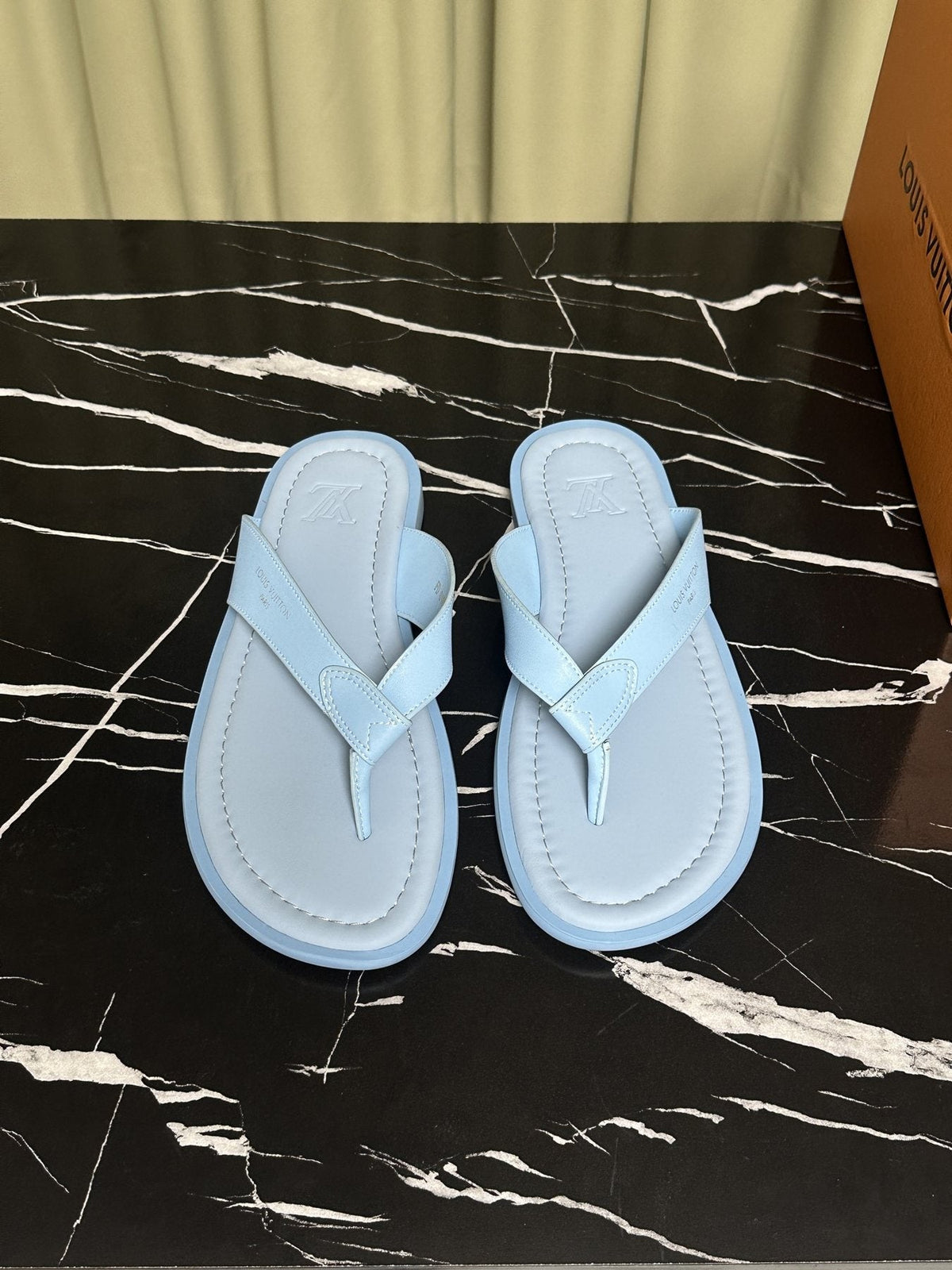 Louis Vuitton Men's Leather Thong Sandals — front