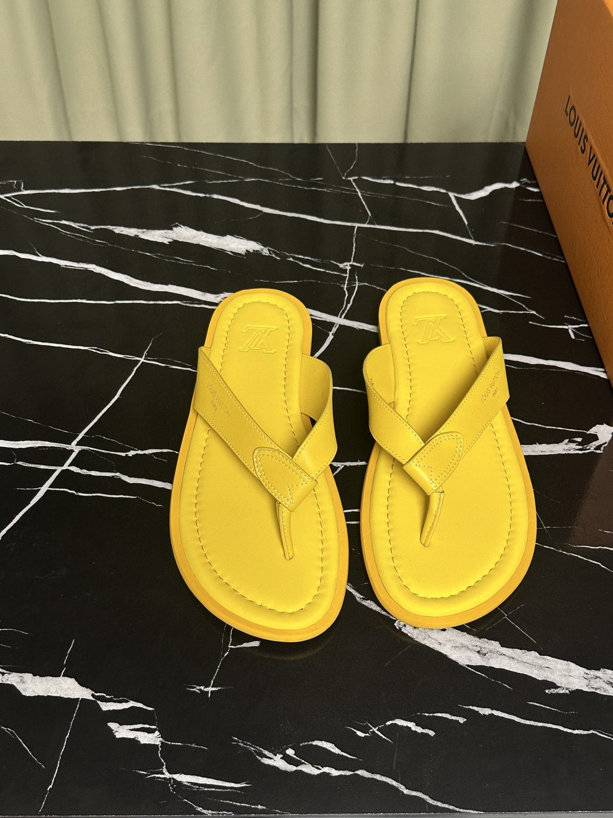 Louis Vuitton Men's Leather Thong Sandals — front