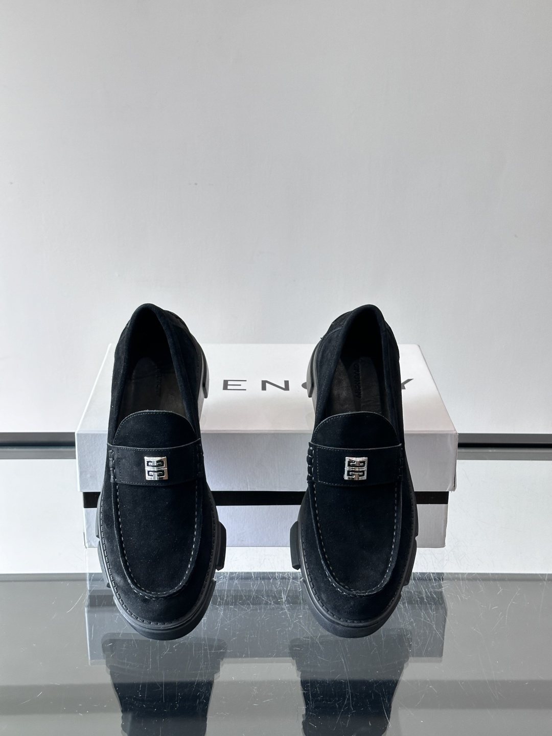 Givenchy Suede Lug-Sole Loafers — front
