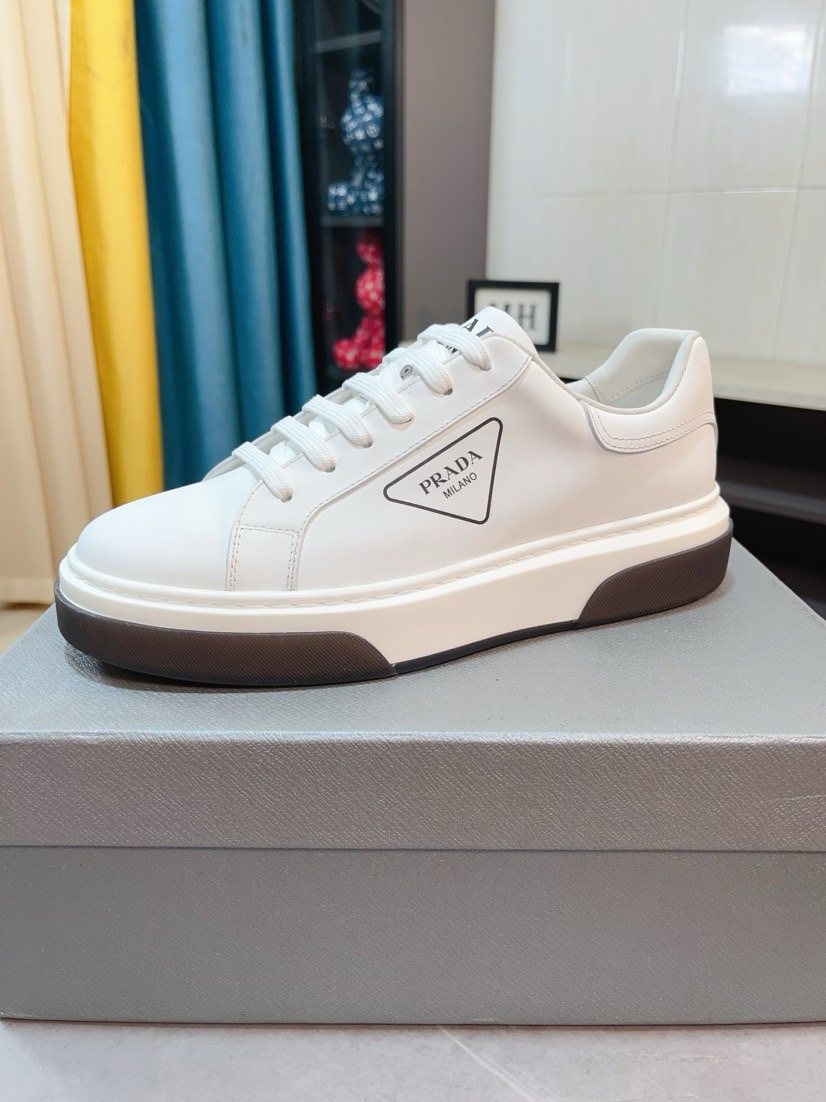Prada Triangle Patch Low-Top Sneakers — front