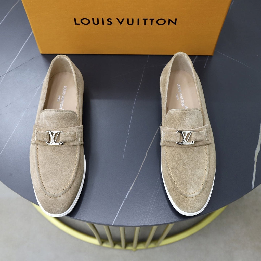 Louis Vuitton Suede-Like Metal Hardware Loafers — front