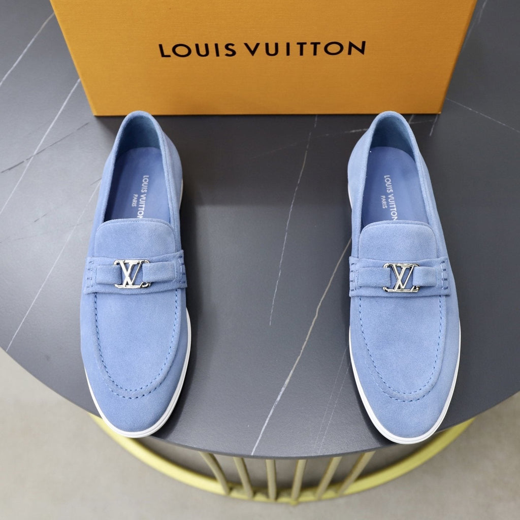 Louis Vuitton Suede-Like Metal Hardware Loafers — front