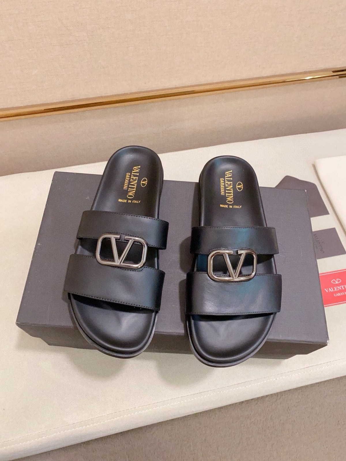 Valentino V-Detail Slide Sandals — side