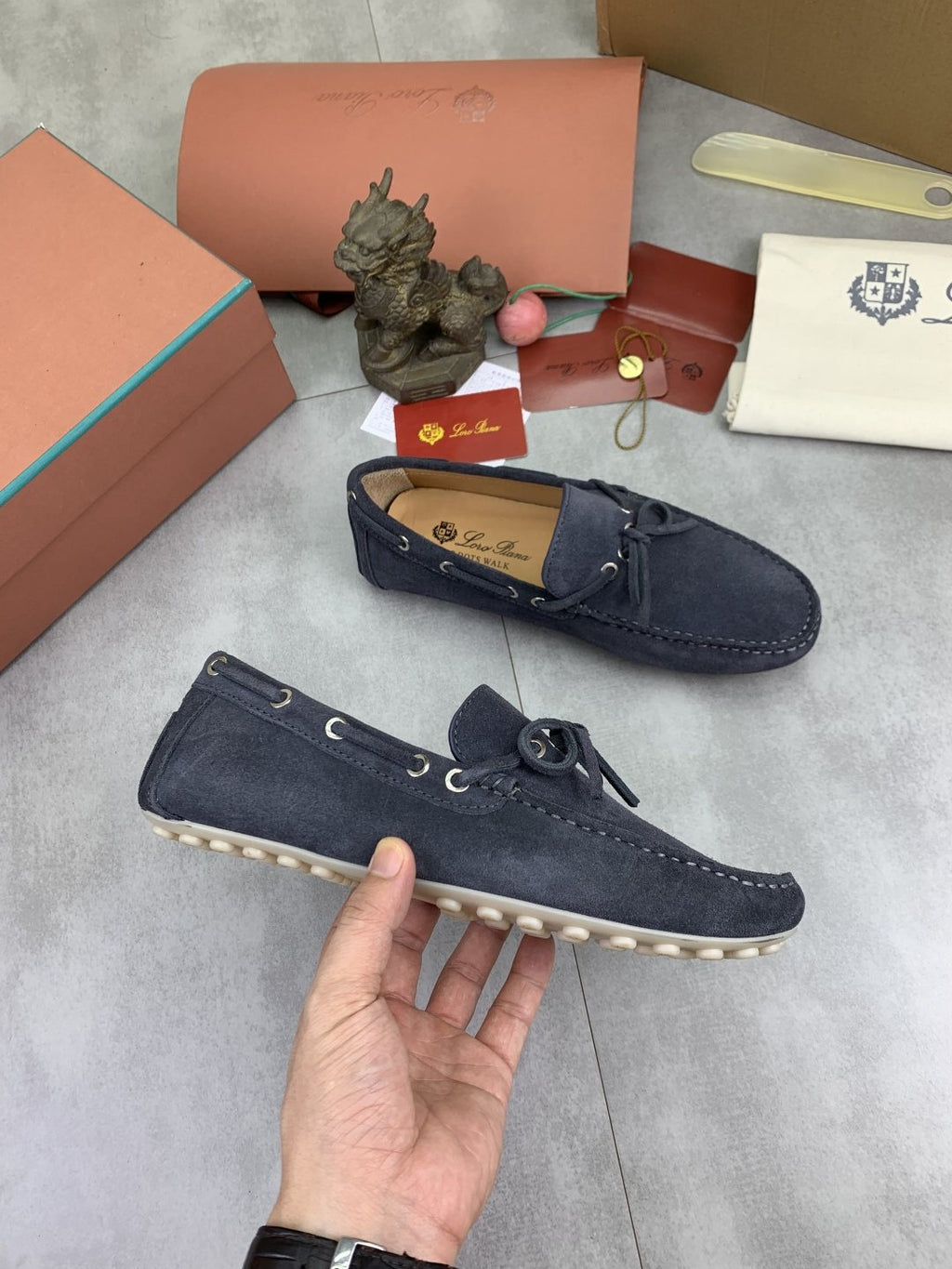 Loro Piana Suede Driving Shoes — side