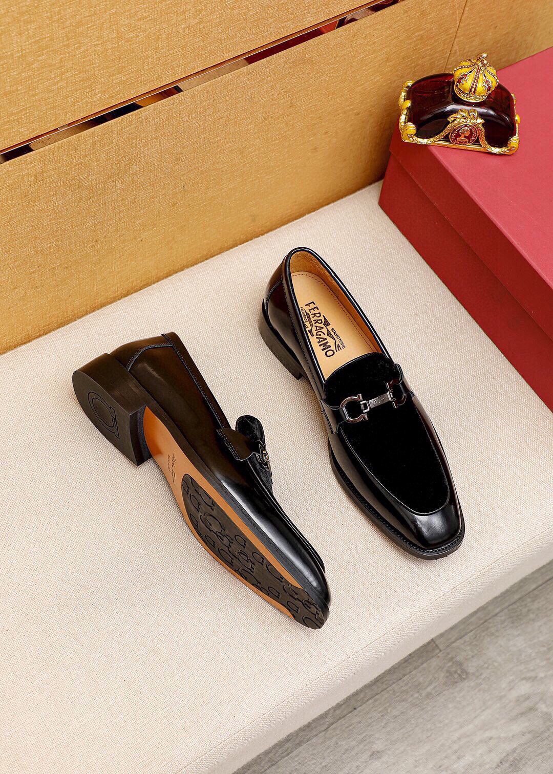 Ferragamo Silver-Hardware Bit Loafers — front