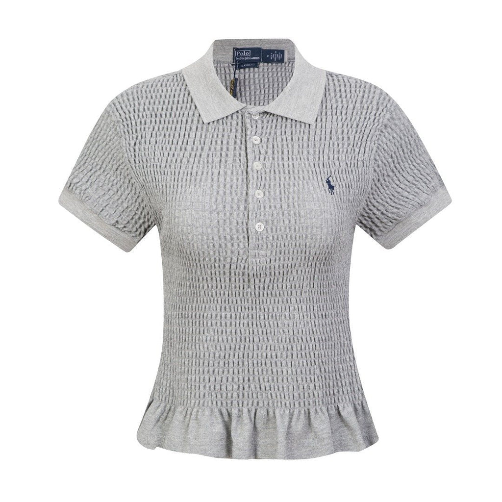 Test2-Ralph Lauren Ruffled-Hem Piqué Polo Top — front