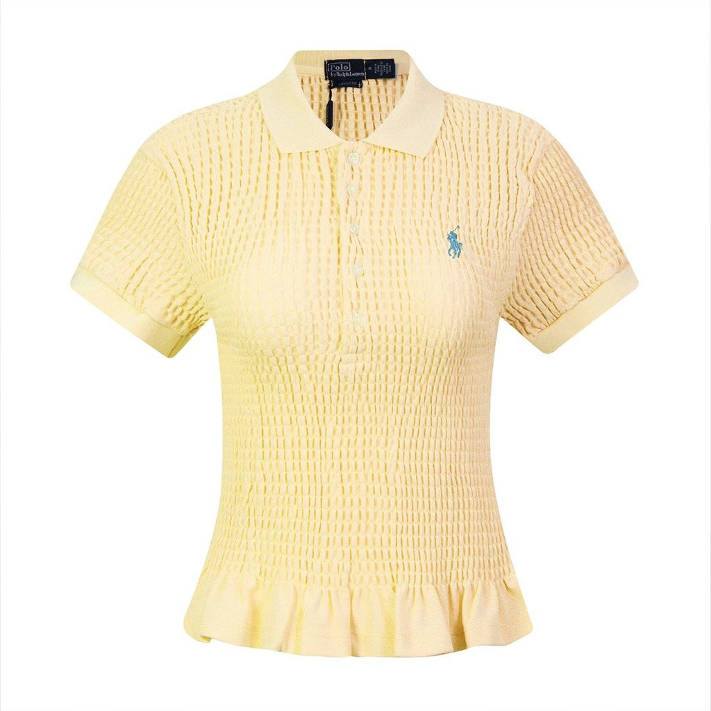 Test2-Ralph Lauren Ruffled-Hem Piqué Polo Top — front