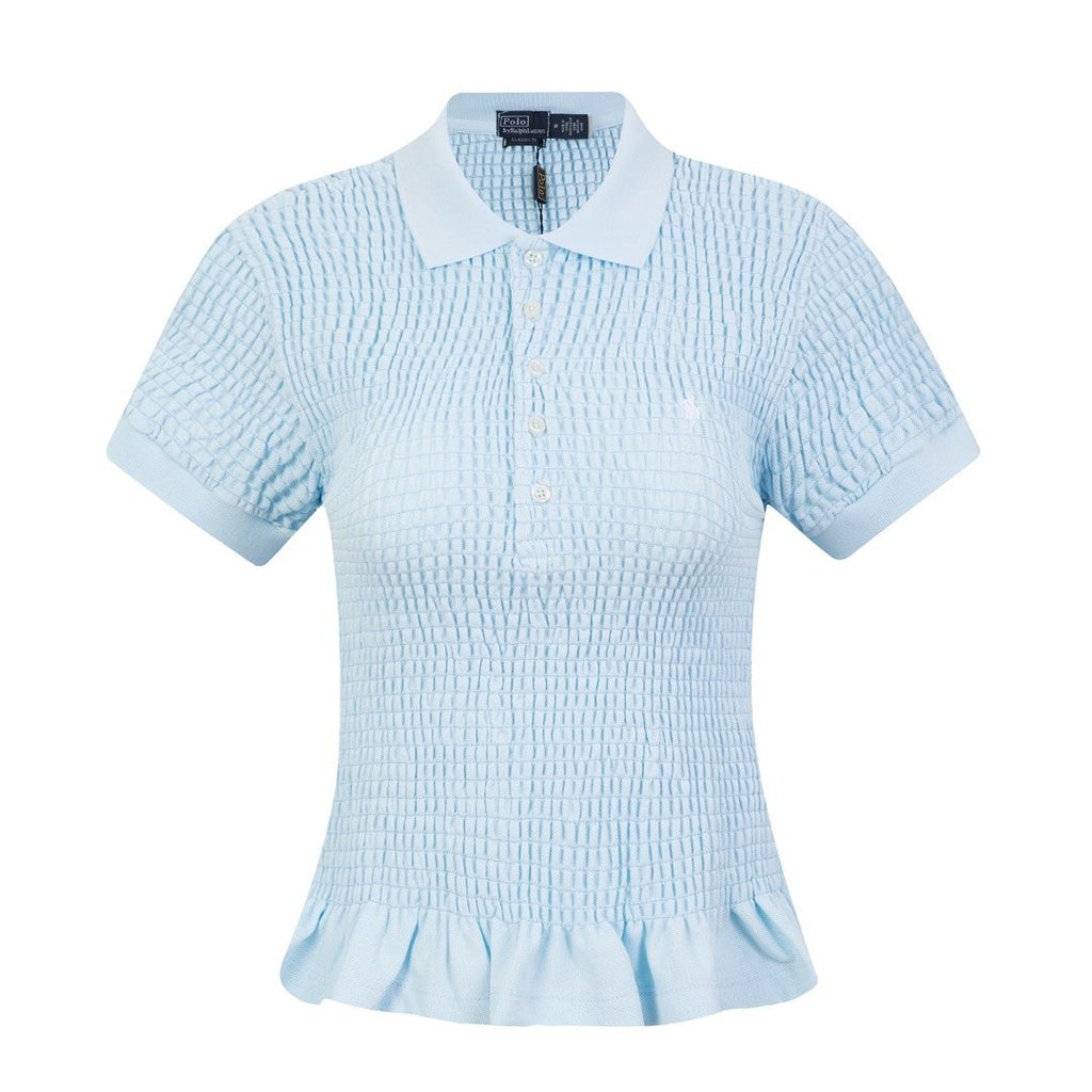 Test2-Ralph Lauren Ruffled-Hem Piqué Polo Top — front