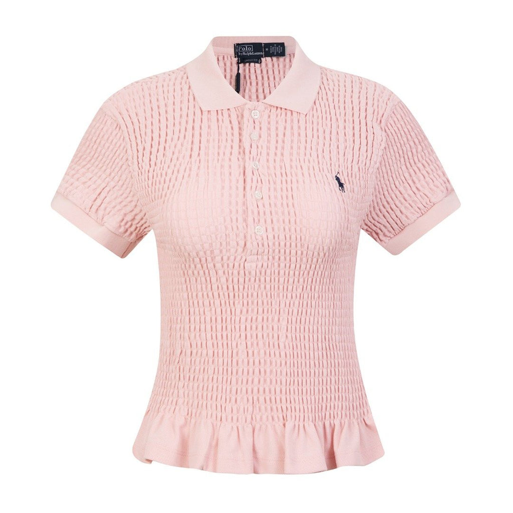 Test2-Ralph Lauren Ruffled-Hem Piqué Polo Top — front
