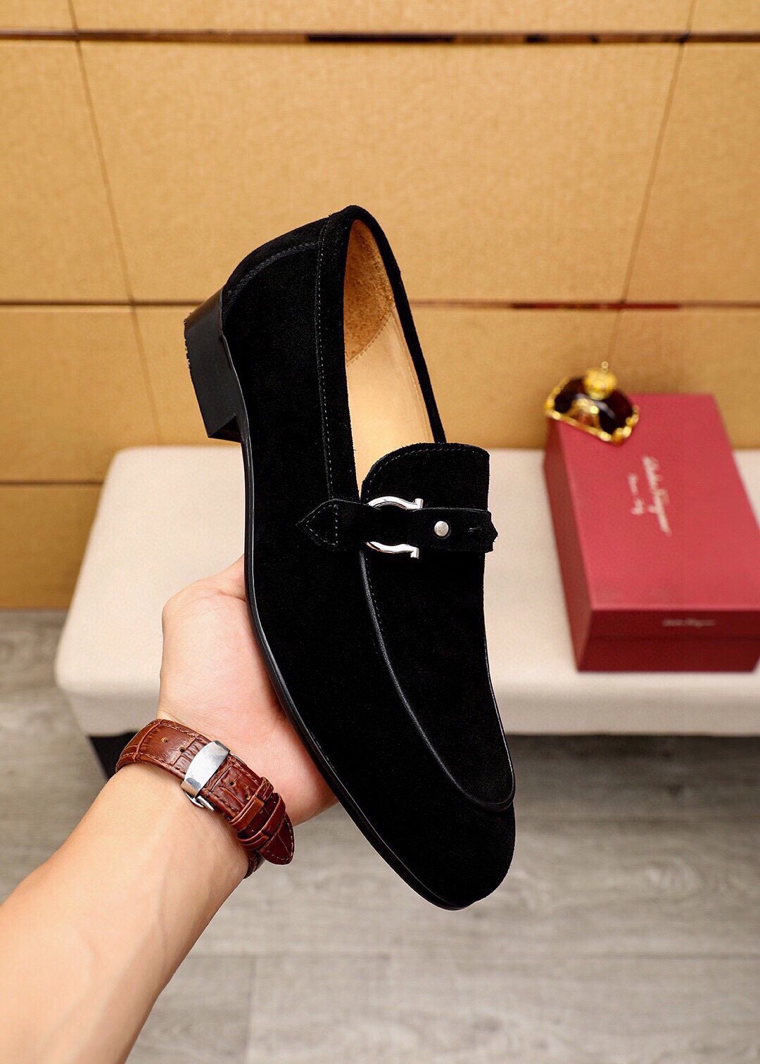 Ferragamo Metal-Accent Loafers — model