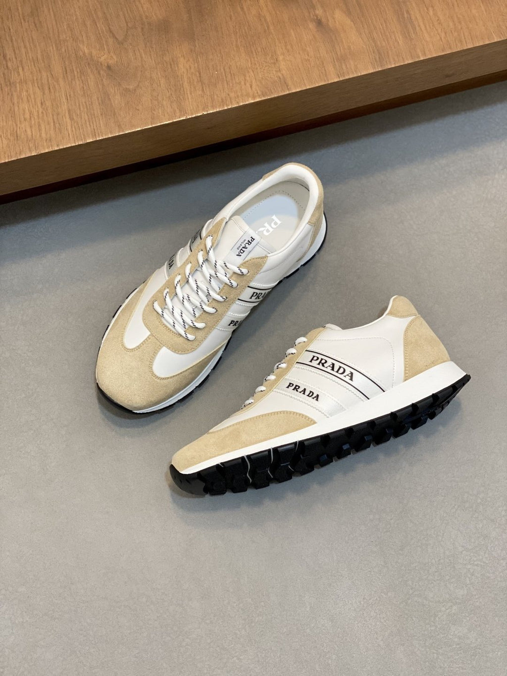 Prada Men's Geometric Panel Sneakers — front