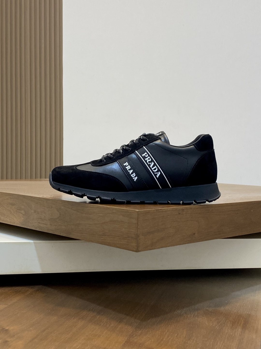 Prada Men's Geometric Panel Sneakers — side
