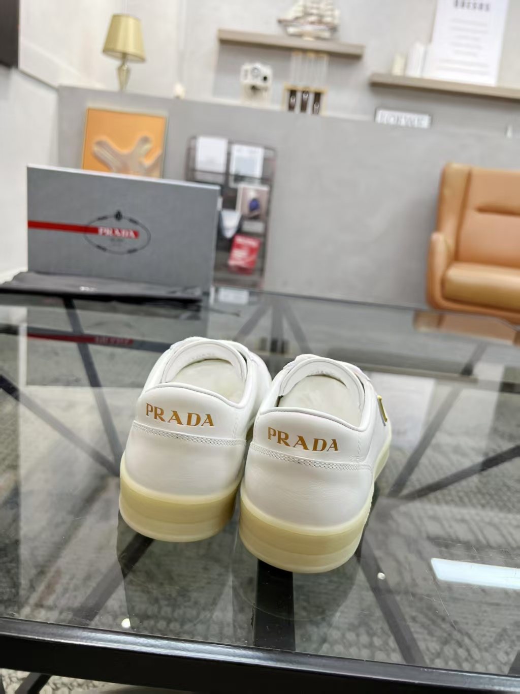 Prada Men's Low-Top Leather Sneakers — back