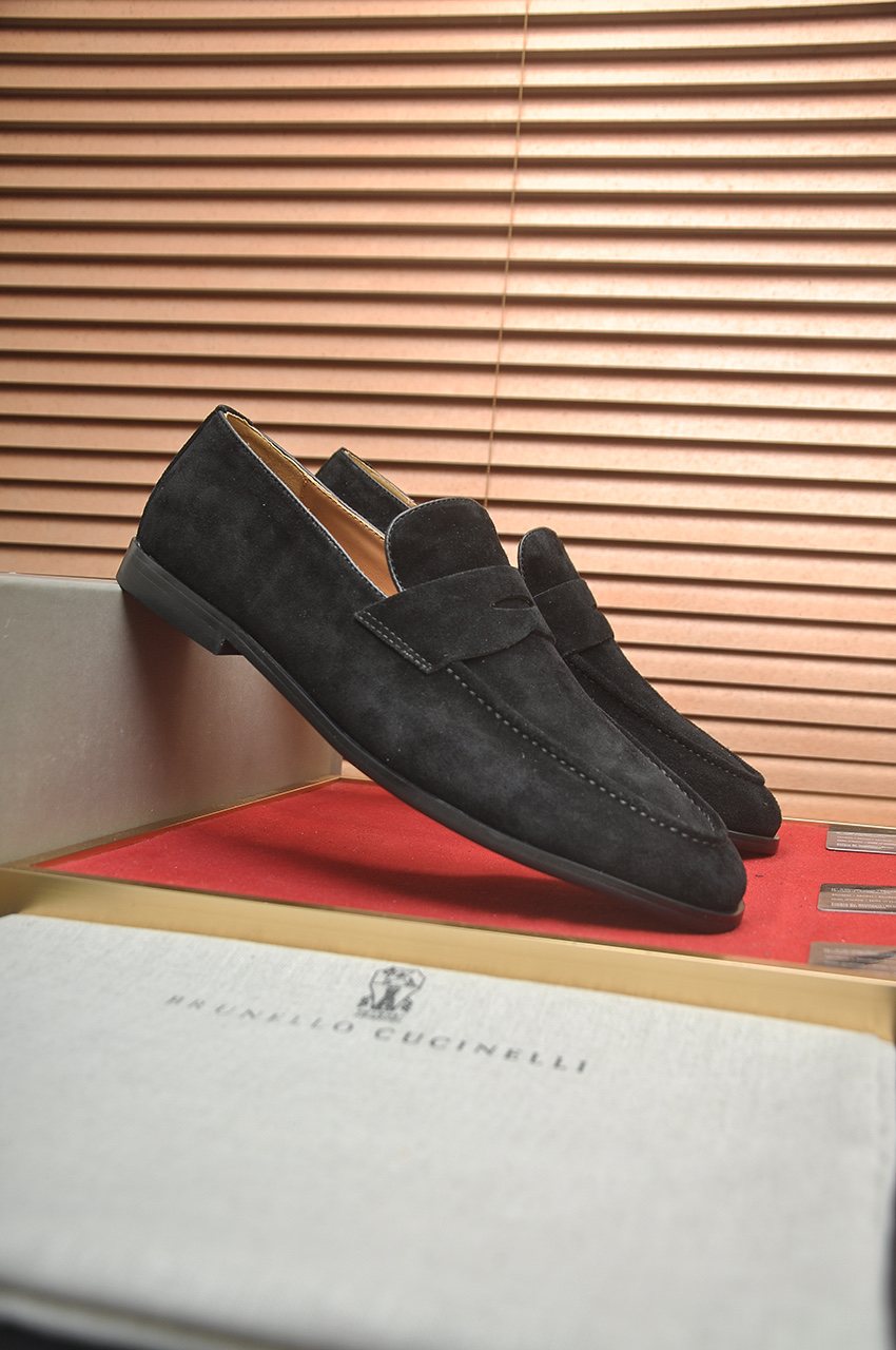 Brunello Cucinelli Suede Penny Loafers — side