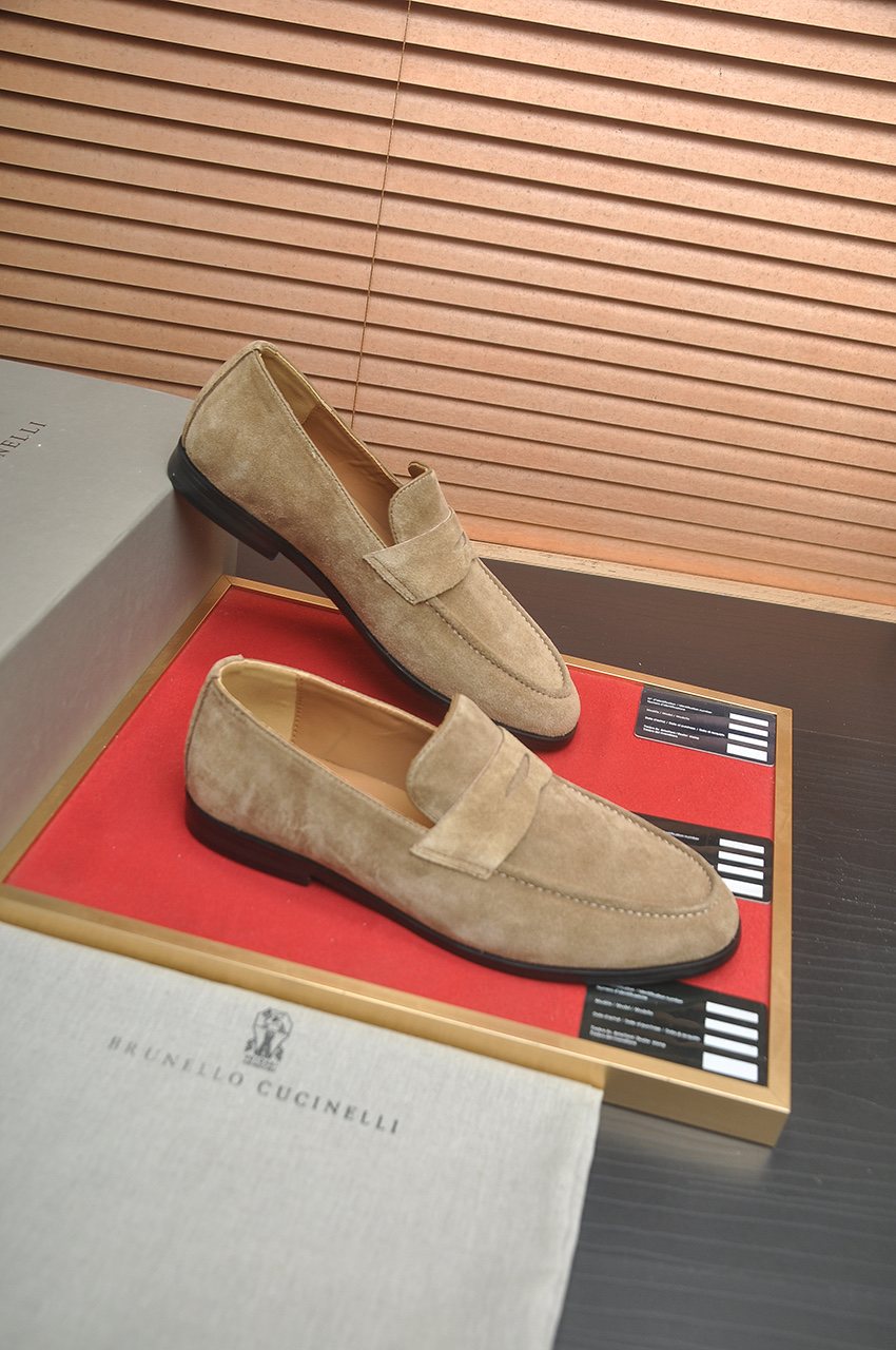 Brunello Cucinelli Suede Penny Loafers — side