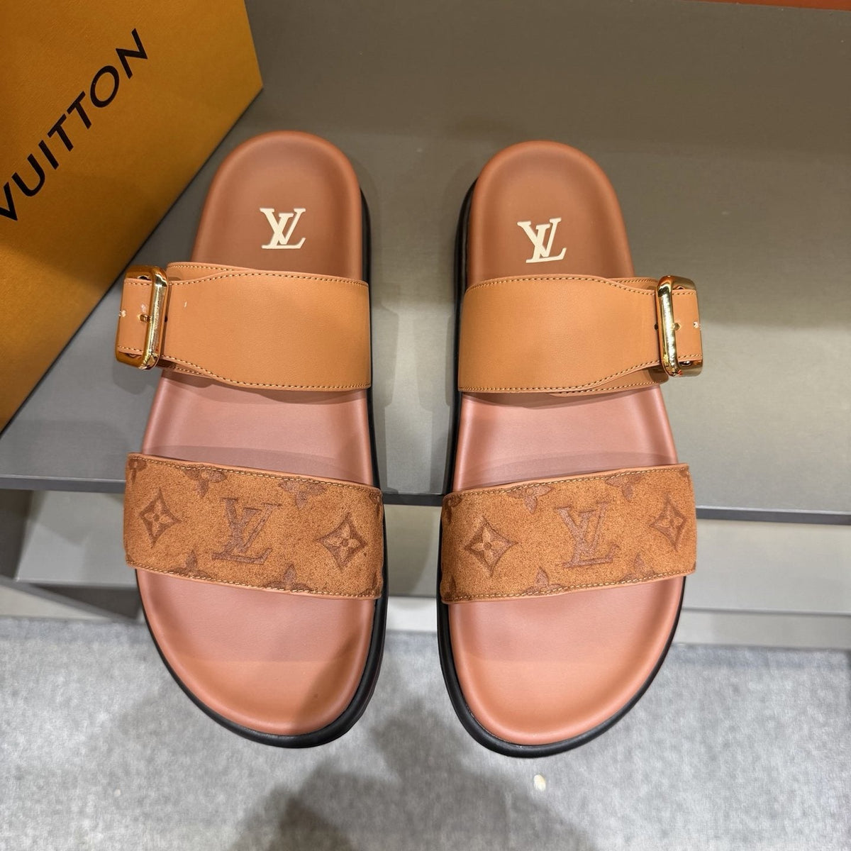 Louis Vuitton Two-Strap Slide Sandals — front