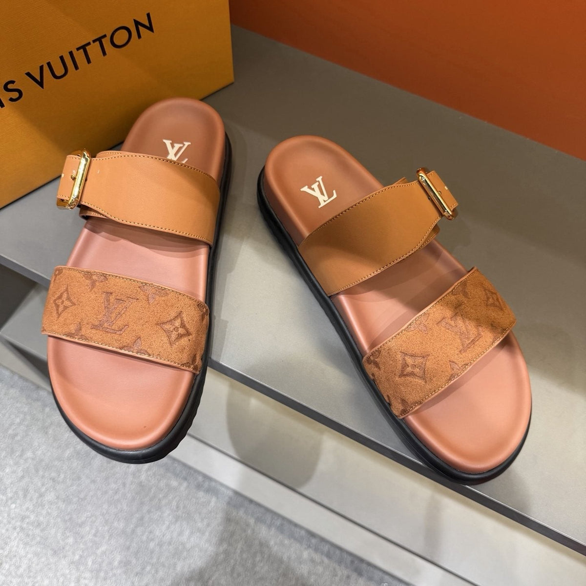 Louis Vuitton Two-Strap Slide Sandals — front