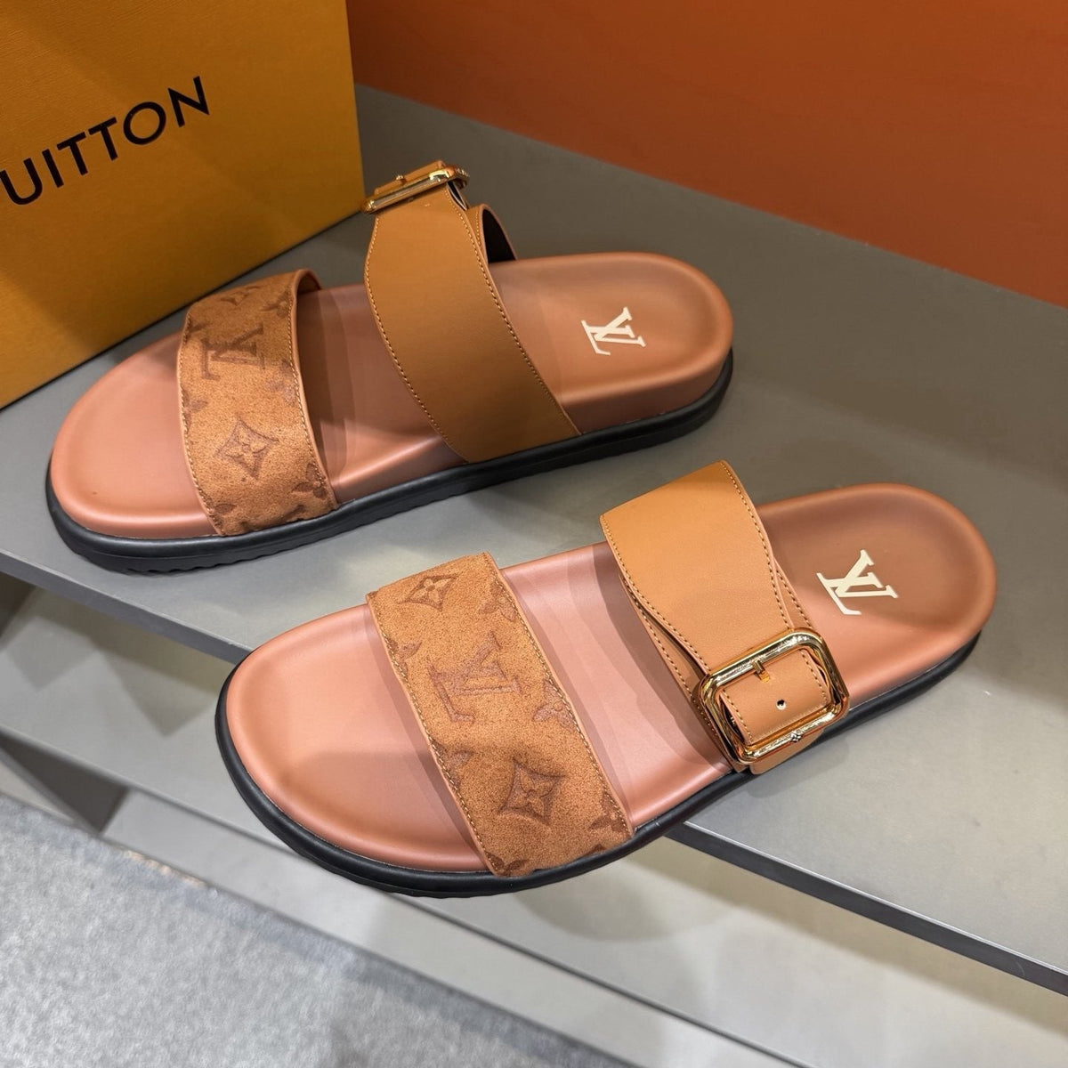 Louis Vuitton Two-Strap Slide Sandals — front