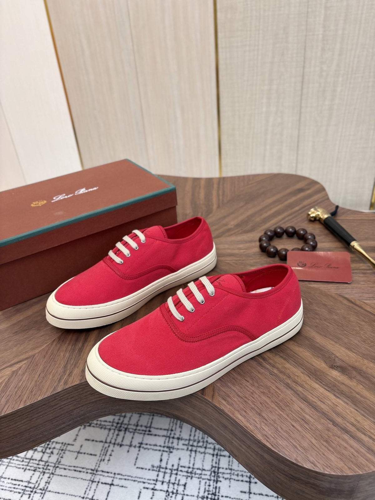 Loro Piana Low-Top Canvas Sneakers — front